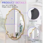 Scalloped Oval Wall Mirror, 24“X36” Gold Lavatory Vainness Mirror, Ornat... - Image 6