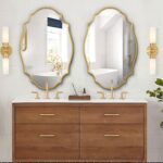 Scalloped Oval Wall Mirror, 24“X36” Gold Lavatory Vainness Mirror, Ornat... - Image 7