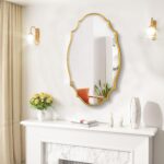 Scalloped Oval Wall Mirror, 24“X36” Gold Lavatory Vainness Mirror, Ornat... - Image 8
