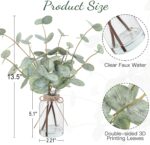 Synthetic Eucalyptus Stems in Glass Vase with Fake Water, 13.5” Faux ... - Image 3
