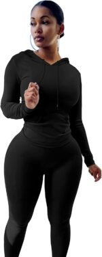 Mrskoala Two Piece Outfits For Ladies Exercise Units Lengthy Sleeve Sweatsui... - Image 4
