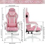 HOFFREE Pink Gaming Chair with Bluetooth Audio system and LED RGB Lights C... - Image 4