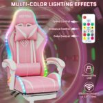 HOFFREE Pink Gaming Chair with Bluetooth Audio system and LED RGB Lights C... - Image 5