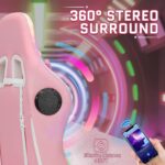 HOFFREE Pink Gaming Chair with Bluetooth Audio system and LED RGB Lights C... - Image 6