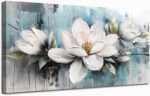 Ardemy Magnolia Wall Artwork for Dwelling Room, Additional Massive White Floral Can... - Image 3