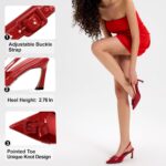 Ladies Heels Slingback Pointed Closed Toe Kitten Heel Sandals Slip On S... - Image 4