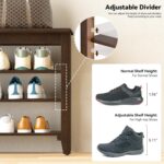 Shoe Bench Storage Rubberwood, Entryway Bench with 3-Tiers Peak Adju... - Image 6