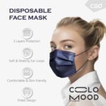 CSD Colo 30 Pcs Navy Blue Disposable Face Masks, 3 Ply Grownup Masks with... - Image 4
