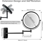JANEEVA 8" Wall Mounted Lighted Make-up Mirror,Rechargeable Double Facet... - Image 4