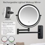 JANEEVA 8" Wall Mounted Lighted Make-up Mirror,Rechargeable Double Facet... - Image 7