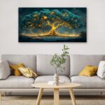 Canvas Wall Artwork Decor Art work for Partitions Inexperienced Gold Wall Artwork Decor Tree... - Image 3