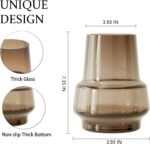 Amber Glass Vase Bud Flower Vase with Fashionable Design, Brown Broad Mouth ... - Image 4
