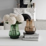 Amber Glass Vase Bud Flower Vase with Fashionable Design, Brown Broad Mouth ... - Image 5