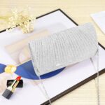 Women Pleated Night Clutches Glitter Envelope Purse Elegant Small... - Image 6