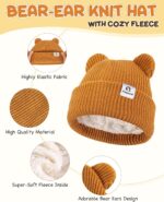 Child Beanie Mittens Scarf Set,Toddler Toddler Children Winter Hat with Bear... - Image 3