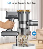 Cordless Vacuum Cleaner, 500W/45Kpa Vacuum Cleaners for Residence with LED ... - Image 9