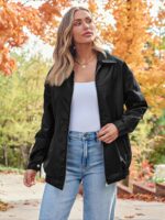 AUTOMET Womens Outsized Leather-based Jackets Fake Suede Fall Style Motor... - Image 3