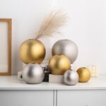 Gold Ceramic Vase Set of three, Fashionable Spherical Ornamental Vases for Residence, Ta... - Image 6