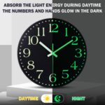 Wall Clock, 12 Inch Battery Operated Glow in Darkish Night time Gentle Wall Clo... - Image 3