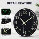Wall Clock, 12 Inch Battery Operated Glow in Darkish Night time Gentle Wall Clo... - Image 6
