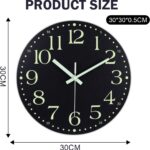 Wall Clock, 12 Inch Battery Operated Glow in Darkish Night time Gentle Wall Clo... - Image 7
