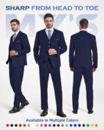 MY'S Males's 3 Piece Slim Match Go well with Set with Tie, 2 Button Blazer Jacket ... - Image 3