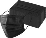 Disposable Face Masks, 50 Pack, Black, 3-Ply, Single Each day Use, Face M... - Image 3