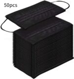 Disposable Face Masks, 50 Pack, Black, 3-Ply, Single Each day Use, Face M... - Image 4