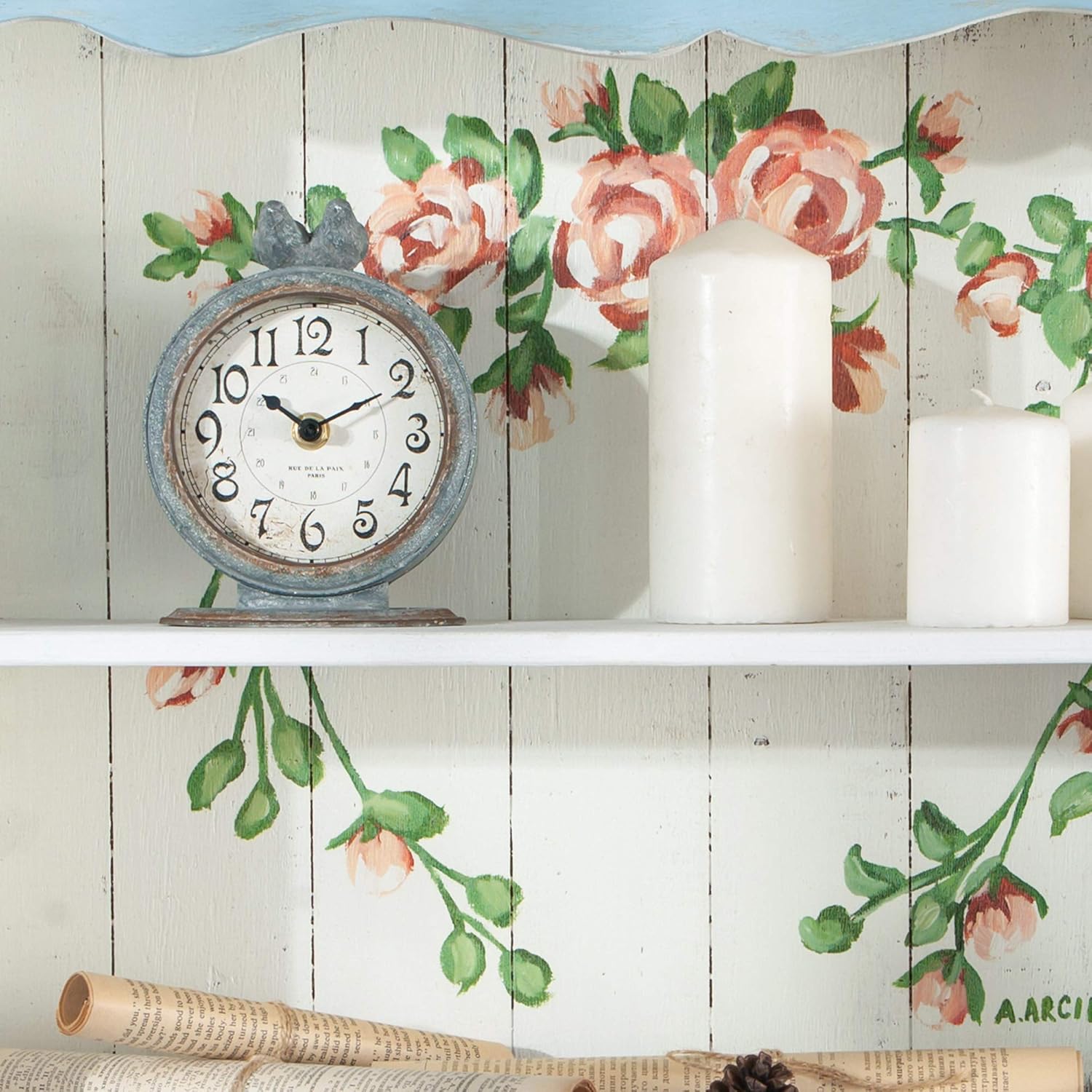 NIKKY HOME Ornamental Desk Prime Chook Clock, Shabby Stylish Classic Shelf ... - Image 5