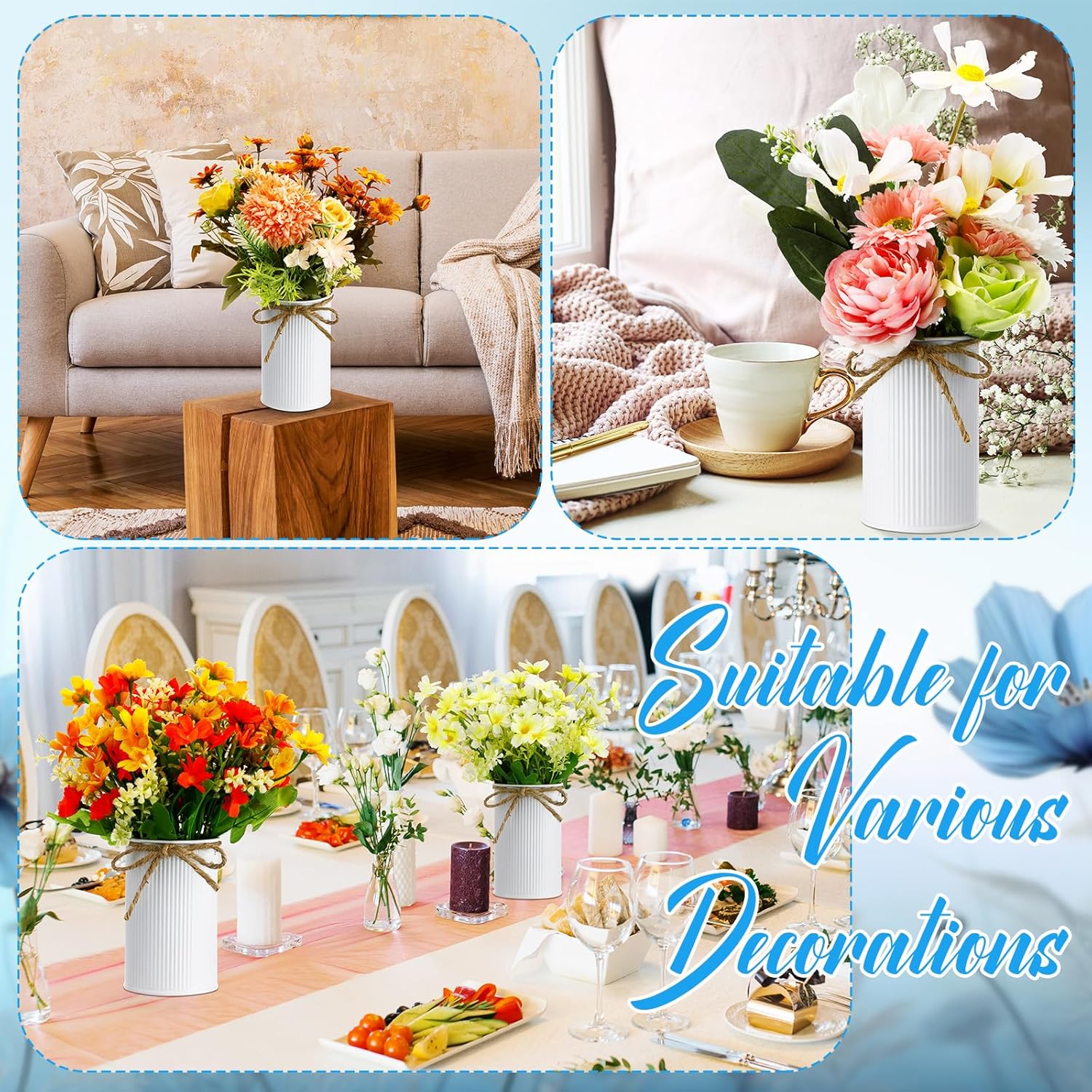 Domensi 4.33 Inch Petite Farmhouse Vase Decor Classic Flower Vase with... - Image 5