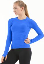 MathCat Seamless Exercise Shirts for Girls Lengthy Sleeve Yoga Operating Shi... - Image 3