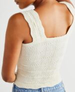 Ladies's Sq. Neck Vast Strap Crop Tank Tops Flower Going Out Tops Sl... - Image 3