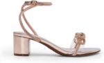 DREAM PAIRS Ladies's Double Bowknots Crystal Sandals Low Chunky Heels C... - Image 3
