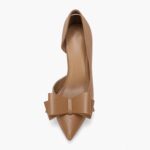 Womens Bow Heels Closed Pointed Toe Gown Sneakers Stiletto Slip on Weddi... - Image 6