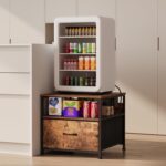180 lb Mini fridge Desk with Drawer fridge Shelf, Mini fridge cupboard... - Image 2