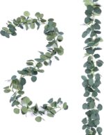 2 Pack Synthetic Eucalyptus Garland Fake Silk Leaf Silver Greenback Euca... - Image 2