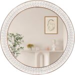 26 inch Spherical Mirrors for Wall Wooden Circle Mirror with Carved Body Ru... - Image 2