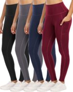 4 Pack Leggings with Pockets for Girls,Excessive Waist Tummy Management Workou... - Image 2