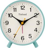 4.5" Vintage Retro Analog Alarm Clock, Small Silent Bedside Desk Clock... - Image 2