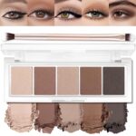 5 Colours Matte Eyeshadow Palette with Brush - Impartial Nude Taupe Darkish ... - Image 2