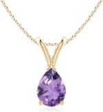 Angara Pure Amethyst Solitaire Pendant for Girls | V-Bale Pear-Shap... - Image 2