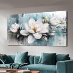 Ardemy Magnolia Wall Artwork for Dwelling Room, Additional Massive White Floral Can... - Image 2