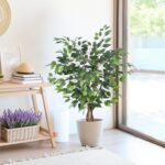 Synthetic Ficus Tree 4ft, Synthetic Crops Indoor with Practical Lea... - Image 2