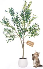 Synthetic Olive Tree, 5FT Tall Fake Olive Tree with White Tall Plante... - Image 2