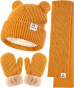 Child Beanie Mittens Scarf Set,Toddler Toddler Children Winter Hat with Bear... - Image 2