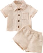 Child Boys Garments Set Toddler Toddler Boys Button-down Shirt Tops + Cot... - Image 2