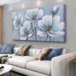 Belmrxne Floral Artwork Wall Decor White Wall Artwork Pop Canvas Portray Mode... - Image 2