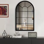 Black Arched Window Mirror, Farmhouse Ornamental Wall Mirrors for Livi... - Image 2