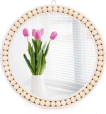 Boho Wall Mounted Mirror, 12 Inch Spherical Picket Bead Hanging Mirrors, R... - Image 2