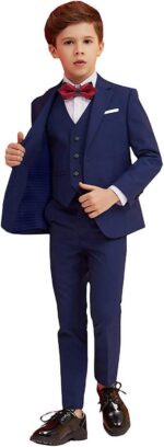 Boy Fits 5 Piece Slim Match Go well with for Youngsters Toddler Formal Set Marriage ceremony Ri... - Image 2